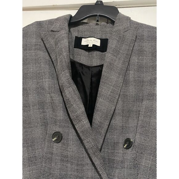 Veronika Maine blazer jacket womens Sz 10 Double Breasted Gray Black Glen Plaid - Picture 5 of 16